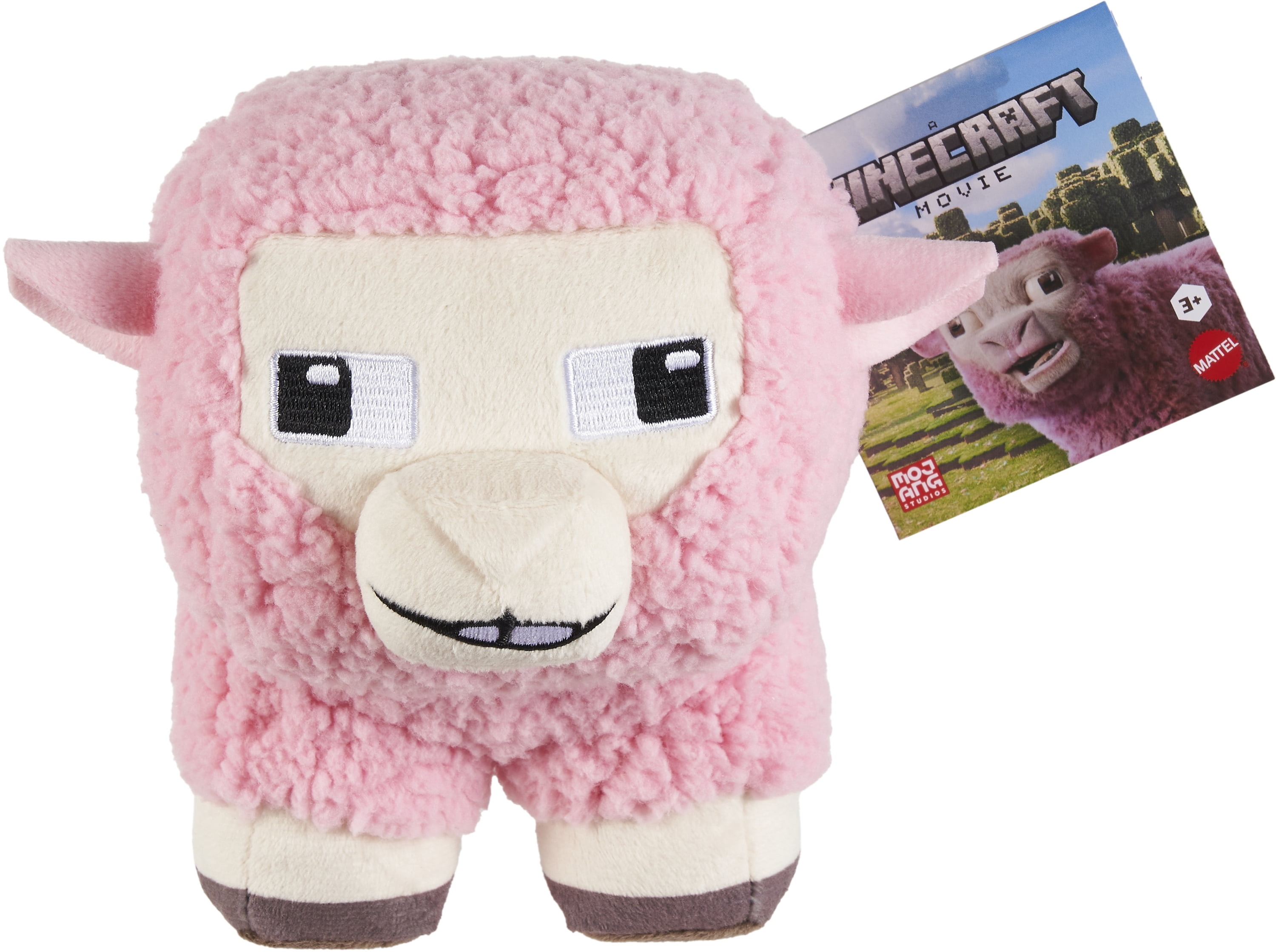 Minecraft Pink Sheep Plush Toy, 8-inch Collectible Soft Doll Inspired by A Minecraft Movie