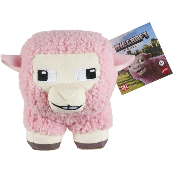 Minecraft Pink Sheep Plush Toy, 8-inch Collectible Soft Doll Inspired by A Minecraft Movie