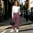 thumbnail image 6 of Nfurl Sweatpants for Women Trendy Graphic Prints Mid Rise Sweatpant with Pockets Drawstring Elastic Waist Casual Pants Pink,XL, 6 of 9