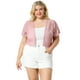 thumbnail image 4 of Women's Plus Size Shrug Cardigan Lace Allover Open Front Short Sleeve Crop Bolero Jacket Pink 2X, 4 of 7