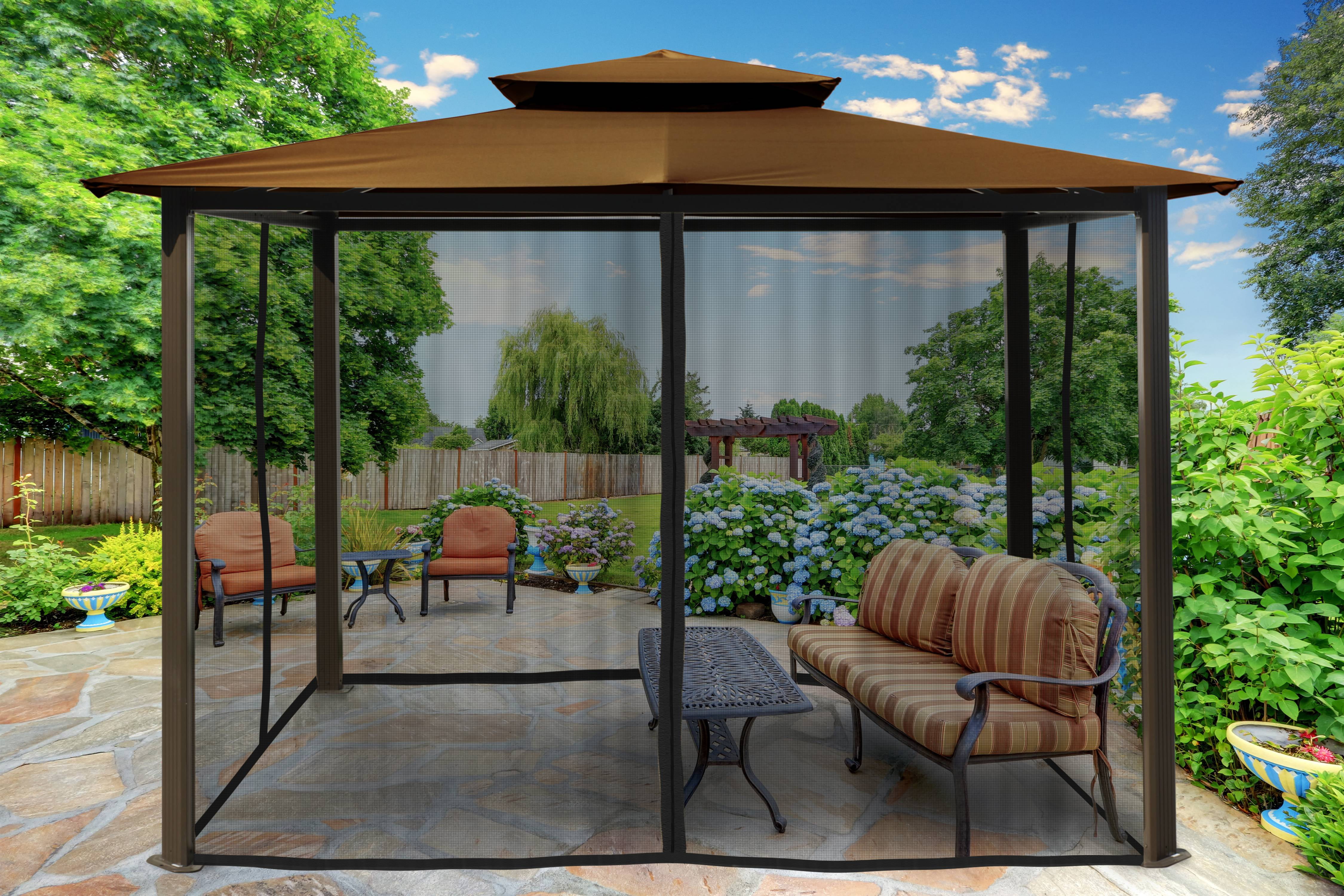Catalina 10' x 12' Gazebo with Cocoa Roof and Mosquito Netting
