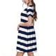 thumbnail image 2 of Balery Navy Blue And White Stripes Vestidos sueltos de manga corta para mujer, vestidos de verano 2025, vestidos casuales de corte A con vuelo., 2 of 6