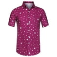 thumbnail image 5 of MODA NOVA Big & Tall Men's Star Print Shirt Button Down Short Sleeves Shirts Rose Red LT, 5 of 6