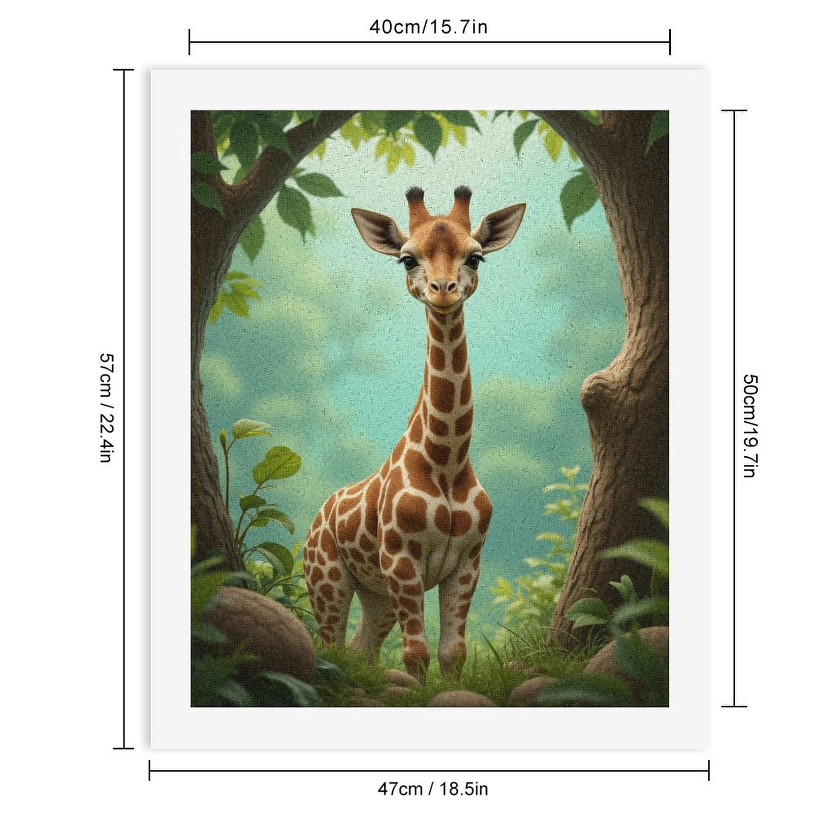 Paint By Numbers Kit for Adults Beginner - DIY Gentle Giraffe Among Trees Canvas Painting Kits for Adults, Frameless Paint By Number for Adults for Home Wall Decor 16x20 Inch