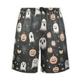 thumbnail image 2 of Men's Pajama Shorts Bottoms with Pockets Soft Lightweight Lounge Sleep Wear Pumpkin Ghost Spiderweb, 2 of 6