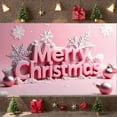 thumbnail image 3 of Pink Theme Christmas Banner Snowflake Decoration Merry Christmas Banner 3D Letter Pink Background Xmas Banner for Christmas Party Winter Celebration Holiday Decoration, 3 of 9