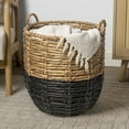 thumbnail image 5 of happimess Laurel 19.49" Bohemian Hand-Woven Abaca Hamper Basket with Handles, Natural/Black, BSK1003D, 5 of 6