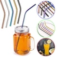 thumbnail image 2 of Labymos 4pcs Multicolor Reusable Stainless Steel Straws Eco-friendly Bent Straw Drinking Metal Straws Random Color, 2 of 8