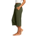 thumbnail image 5 of Ltctricy Wide Leg Capri Pants for Women Loose Fit Drawstring Lounge Pants with Pockets Comfy Casual Yoga Pants(Army Green,X-Large), 5 of 7