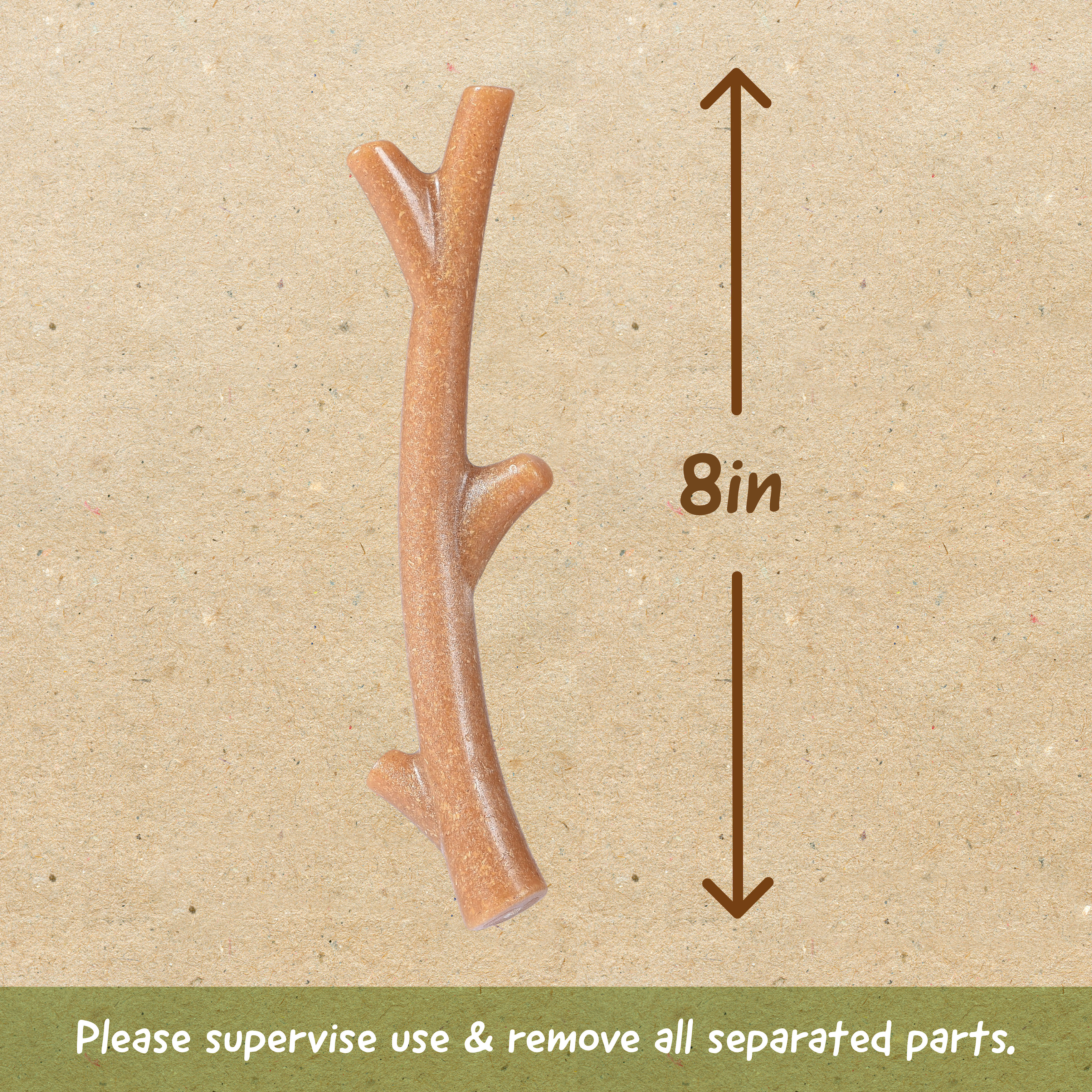 Arm & Hammer Barkies 8" Real Wood Mix Tree Branch Durable Dental Dog Chew Toy Bacon Flavor
