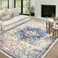 thumbnail image 2 of HOMERRY Area Rug 5' x 7' Vintage Distressed Floral Area Rug for Dining Room Washable Soft Indoor Floor Carpet, Blue, 2 of 7