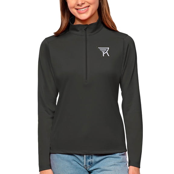 Women's Antigua Charcoal Rochester Knighthawks Tribute Quarter-Zip Pullover Top