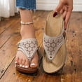 thumbnail image 4 of Women's Slip On Thong Sandals Comfortable Wedge Flip Flops Breathable Clip Toe Non Slip Platform Beach Sandal Gray Size 8, 4 of 7