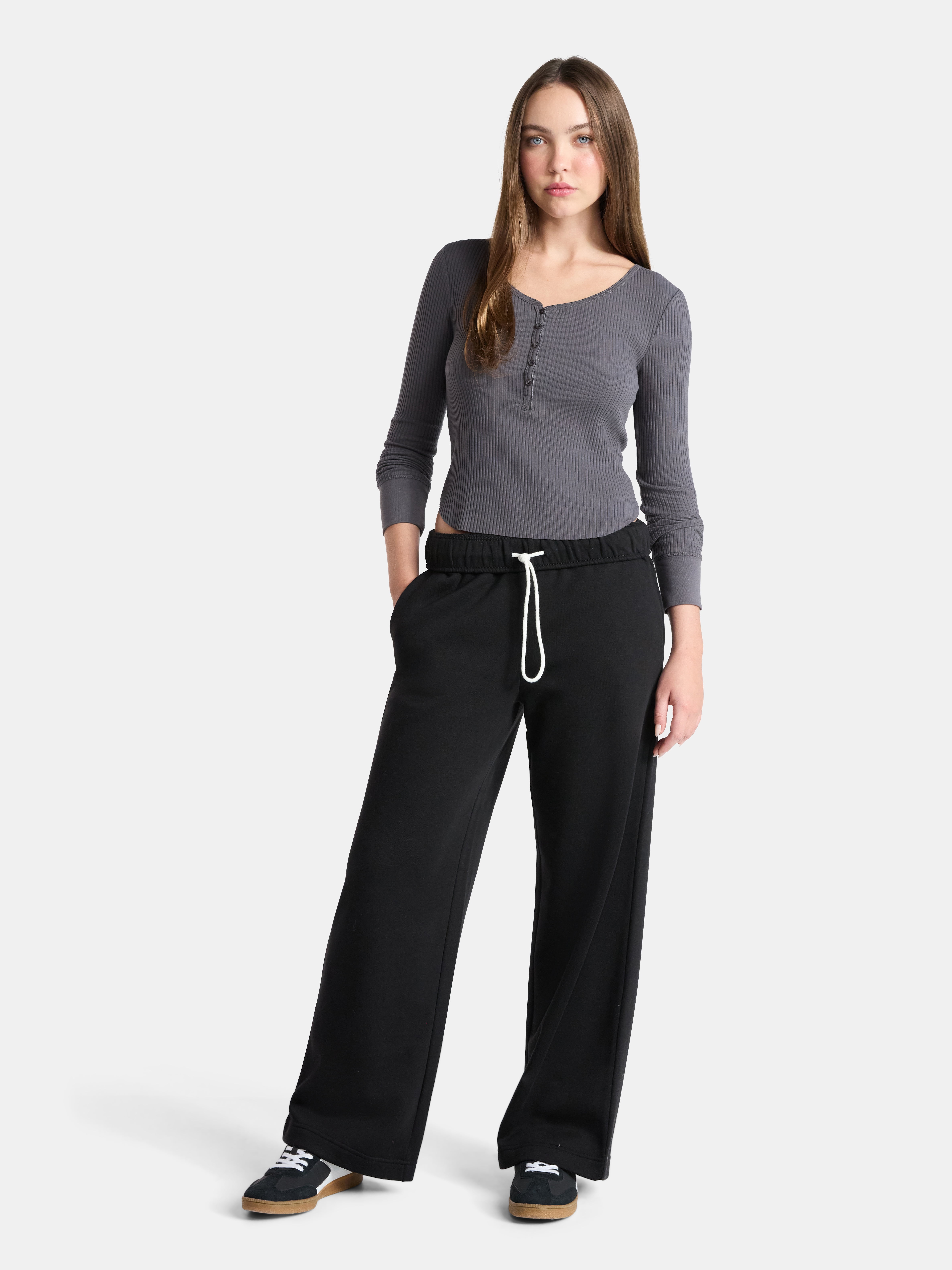 No Boundaries Soft Fleece Wide Leg Pants, 30” Inseam, 1 or 2-Pack, Women’s XXS-4X