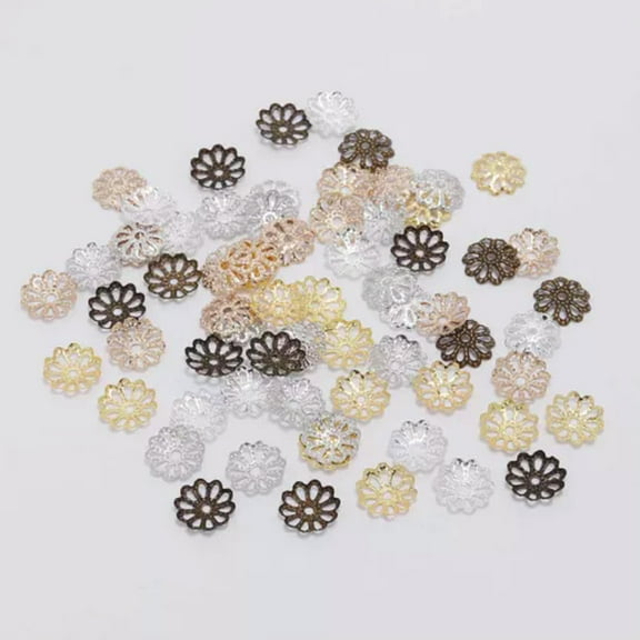 U8MO 1000 pcs Filigree Flower 9mm Bead Caps End Caps for Craft DIY Jewelry Making-Mixed Color