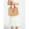 thumbnail image 5 of No Boundaries Women's Beach Icons Mini Straw Tote Bag, Natural with Lobster Embroidery, 5 of 6