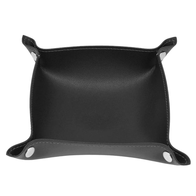 Bandeja de cuero, diseño moderno, piel artificial, duradera, amplia gama de aplicaciones, bandeja para guardar joyas, relojes, llaves y teléfonos, color negro.