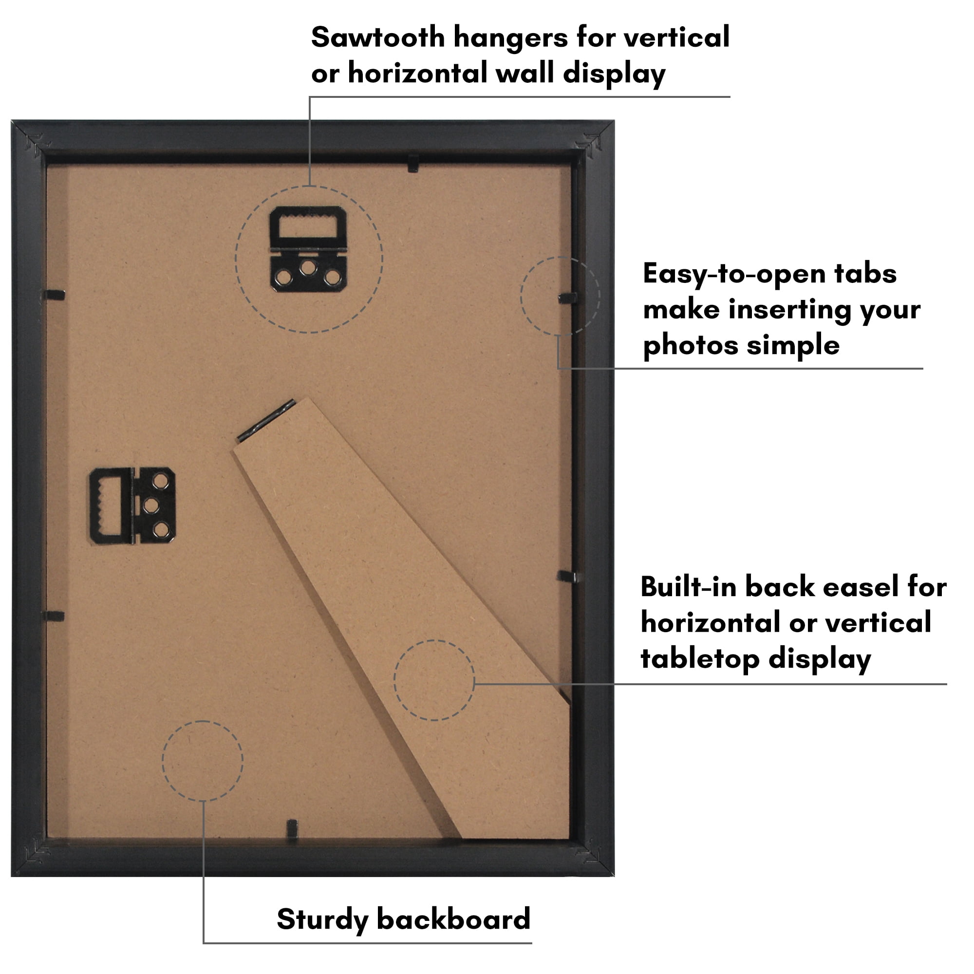 Americanflat 8.5x11 Picture Frame with Shatter-Resistant Glass Soho Collection Gallery Style Deep Molding - Black