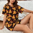 thumbnail image 4 of "Wukai Cartoon Pizza Women's Pajama Set - Short-Sleeve Top and Shorts with Elastic Waistband and Pockets for Loungewear, Yoga, and Casual Wear-X-Large, 4 of 8