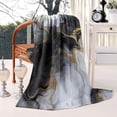thumbnail image 2 of Black White Gold Marble Pattern Blanket,Comfortable Soft Flannel Throw Blanket,All Season,Warm Lightweight Blankets for Sofa Bed Couch Living Room Chair,50"x60", 2 of 4