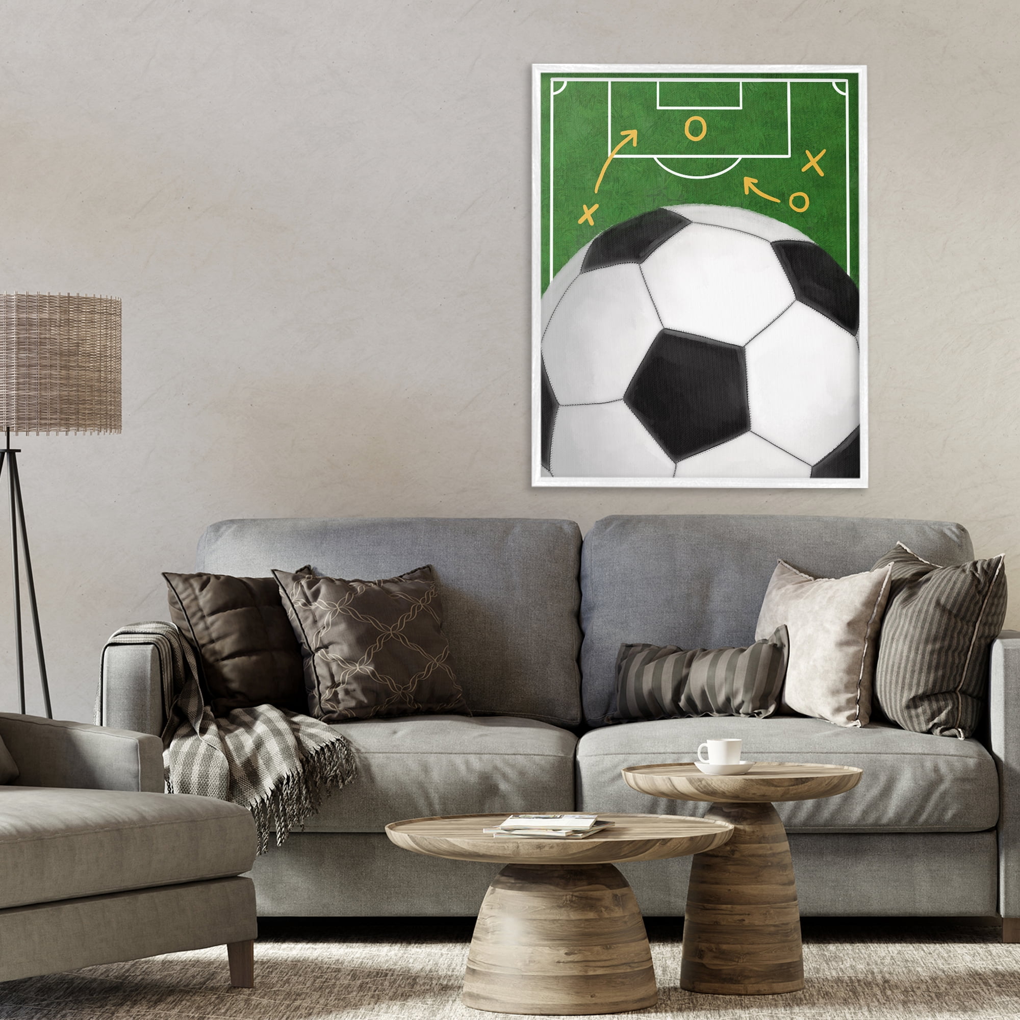 Stupell Industries Soccer Field & Ball White Framed Giclee Art, design by Jennifer Stith