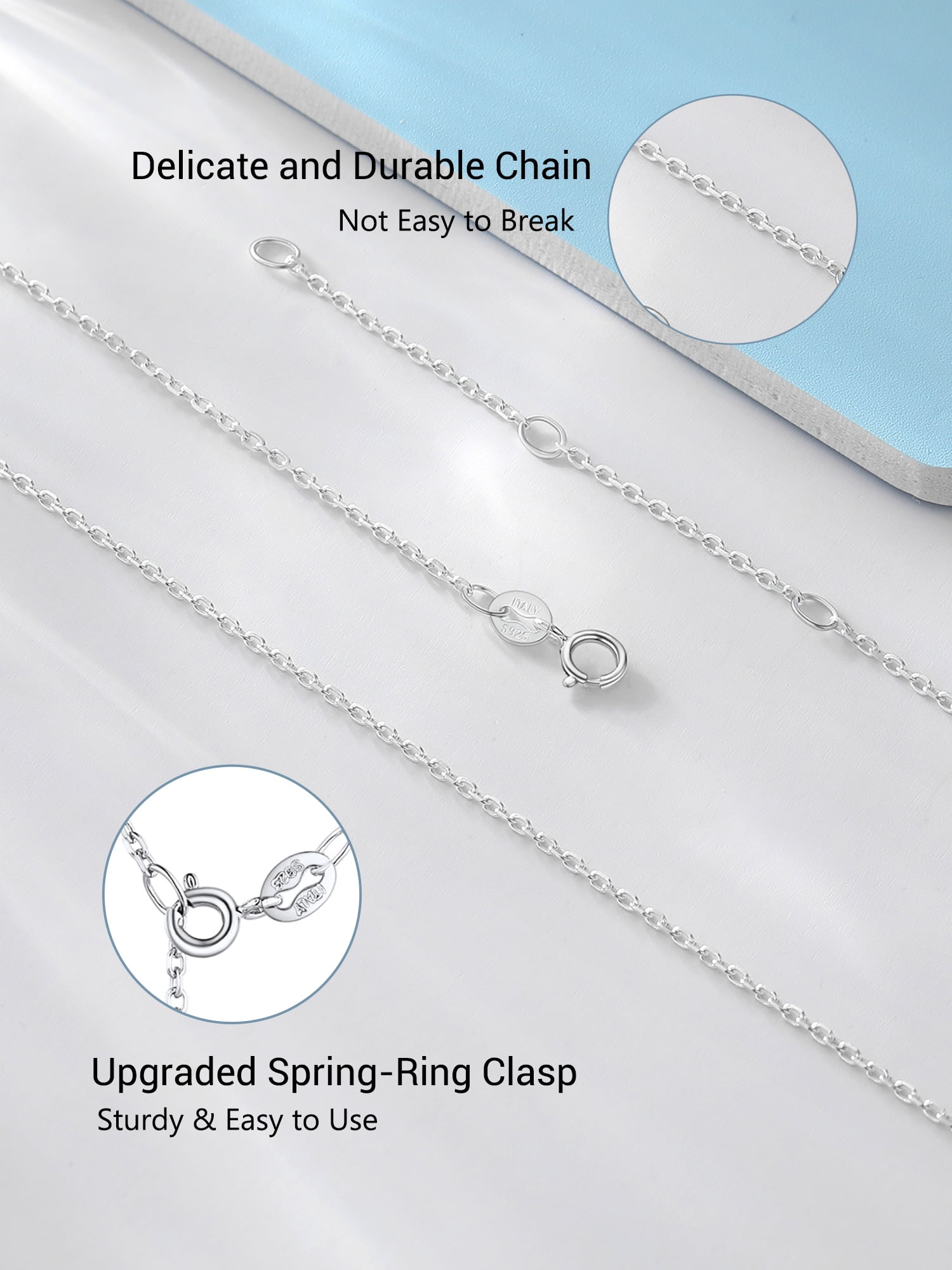 PROSTEEL Pure 925 Sterling Silver necklace Chain for Women 1.5mm Cable Chain Necklace Thin 22 Inch Birthday Mother Day Jewelry Collection Gift for Mom Wife Girlfriend Adult