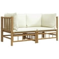 thumbnail image 3 of vidaXL Patio Corner Sofas with Cream White Cushions 2 pcs Bamboo, 3 of 5