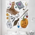 thumbnail image 1 of Halloween Tapestry, Magic Spells Witch Craft Objects Doodle Style Illustration Grunge Design Skull, Fabric Wall Hanging Decor for Bedroom Living Room Dorm, 5 Sizes, Multicolor, by Ambesonne, 1 of 1