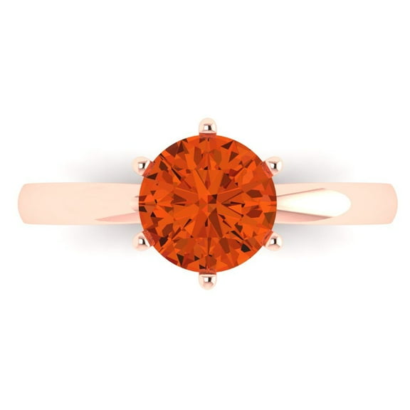 Solitaire Engagement Ring for Women - 1.5ct Simulated Red Diamond in 18K Rose Gold Promise Ring