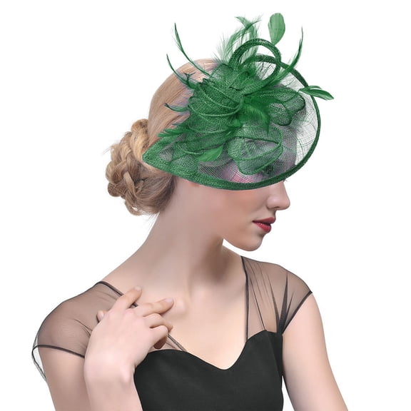 Fimkaul Women's Hair Clips Girls Hat For Flower Cocktail Mesh Feathers Tea Party Headband Wedding Guest Gifts