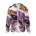 thumbnail image 2 of Uemuo Purple Gold Marble Swirls Pattern Women's Full Zip UPF 50+ Sun Protection Hoodie Jacket Long Sleeve Sun Shirt Hiking Outdoor Performance with Pockets-Small, 2 of 9