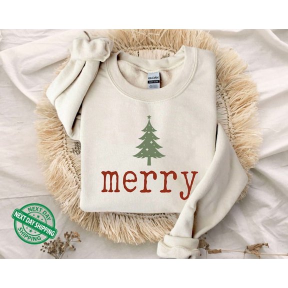 Retro Merry Sweatshirt, Merry Christmas Sweatshirt, Womens Christmas Sweater, Festive Holiday Sweater, Cute Christmas Gift, Christmas Hoodie