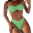 thumbnail image 2 of MLQIDK Women's Solid Color Strapless Bikini Set Push Up Swimsuit Square Neck High Waisted Two Piece Bathing Suit 2026 Summer Swimwear Green S, 2 of 5