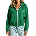 thumbnail image 3 of Turilly Women's Casual Full Zip Hoodie Drawstring Collared Long Sleeve Sweatshirt, Relaxed Fit Solid Color Loose Top with Pockets, 3 of 5