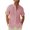 Pink, variant on Solid Color Men Short Sleeved Stand Collar Button Blouse With Pocket