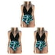 thumbnail image 2 of Traje de baño Eigraketly para mujer escote en V profundo Negro Flor verde M 3Conjunto, 2 of 6