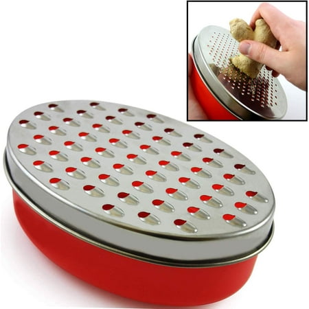 

Cheese Grater Citrus Lemon Zester with Food Storage Container & Lid - Perfect For Hard Parmesan Or Soft Cheddar Cheeses Ginger Vegetables Butter Chocolate & Nutmeg (Red)