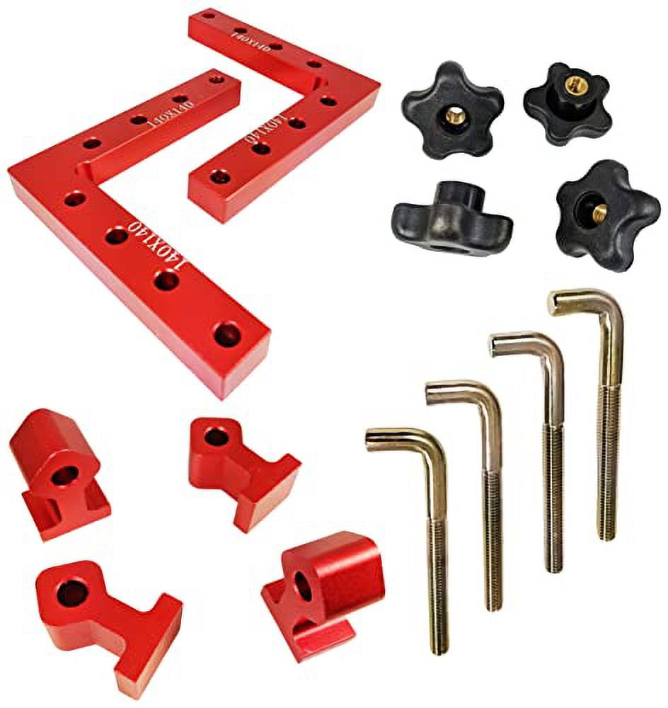 90 Degree Positioning Squares with 4 Clamps, 5.5" x 5.5" Sturdy Aluminum Alloy L-Type Right Angle Corner Clamp for Picture Frame Box, Cabinets, Drawers, Woodworking or Welding
