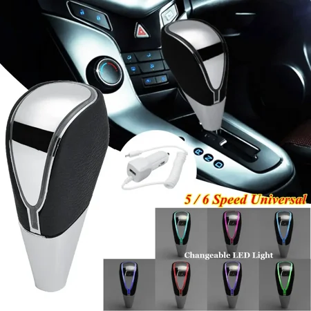 Universal Car Gear Shift Knob with LED Color Change Light - Touch Sensor Lamp for MT/AT (Manual/Automatic Transmission)