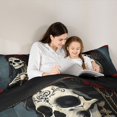 thumbnail image 4 of Homewish Black Skeleton Bride Twin Bedding for Kids, Teal Vintage Romantic Rose Bedding Comforter Set, Black Reversible, 7 Pieces, 4 of 7