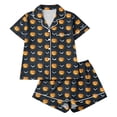 thumbnail image 2 of Fatuov Halloween Pajama Set for Women 2-Piece Pjs Cute Ghost Pumpkin Halloween Print Short Sleeve Button-Down Shirt and Short Loungewear Set Sleepwear, 2 of 5