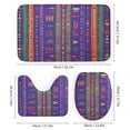 thumbnail image 3 of Purple And Blue Geometric Shapes 4 Pcs Shower Curtain Sets with Non-Slip Rugs Toilet Lid Cover And Bath Mat Boho Stripe Durable And Waterproof for Bathroom Decor Sets, 3 of 8