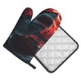 thumbnail image 2 of Bingfone Red Moon Shark Sailboat Print Oven Mitts Pot Holders Set 2 PCS for Kitchen for Cooking Grilling Baking BBQ Pot Holders Cook Essentials, 2 of 7