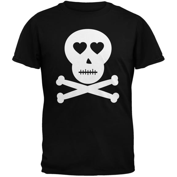 Skull And Crossbones Lovers Black Adult T-Shirt - Small
