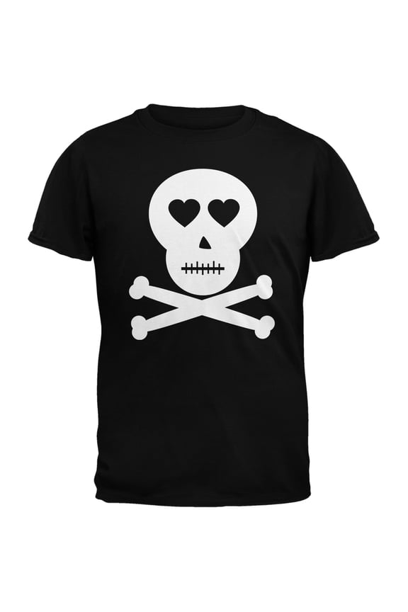 Skull And Crossbones Lovers Black Adult T-Shirt - Large