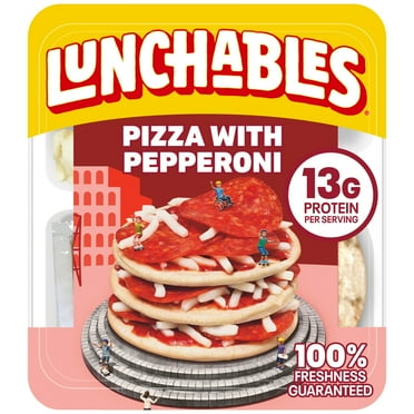 Lunchables Pizza with Pepperoni Kids Lunch Snack, 4.3 oz Tray, Refrigerated, Contains: Wheat, Milk.