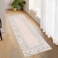 thumbnail image 2 of GlowSol 2' x 6' Modern Bordered Runner Rug Hallway Kitchen Washable Rugs Non Slip Bedroom Runner Rug, Beige Camel, 2 of 7