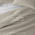 thumbnail image 5 of Noble Linens 3 Piece Latte Stripe Stitch Quilt Set, King / CalKing, 5 of 6
