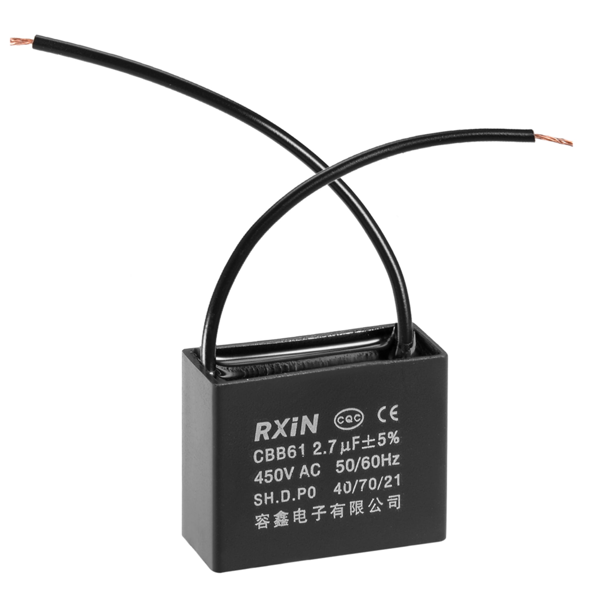 CBB61 Run Capacitor 450V AC 2.7uF 2wire Metallized Polypropylene Film