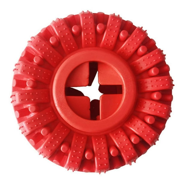Juguete de caucho natural indestructible para perros, dispensador de premios para masticadores potentes, juguete para masticar, color rojo